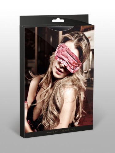 Finom fodrokkal díszített rózsaszín szemmaszk