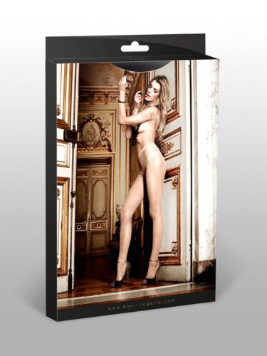 Pezsgőszínű necc-harisnya kecses mintával No.1068