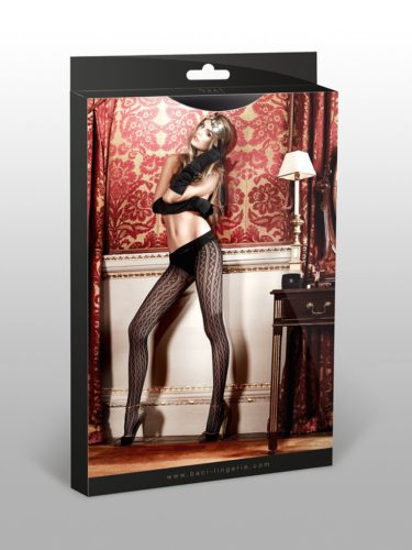 Cikk-cakk mintázatú fekete harisnya