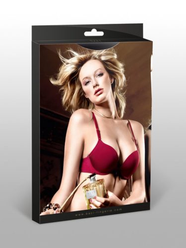 Bordó-vörös melltartó párnázott kosarakkal, előformázott, levehető pántokkal