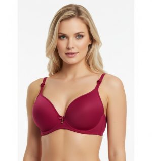  Bordó-vörös melltartó párnázott kosarakkal, előformázott és masnis