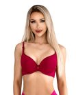 Bordó-vörös melltartó párnázott kosarakkal, előformázott és masnis