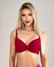 Bordó-vörös melltartó párnázott kosarakkal, előformázott és masnis