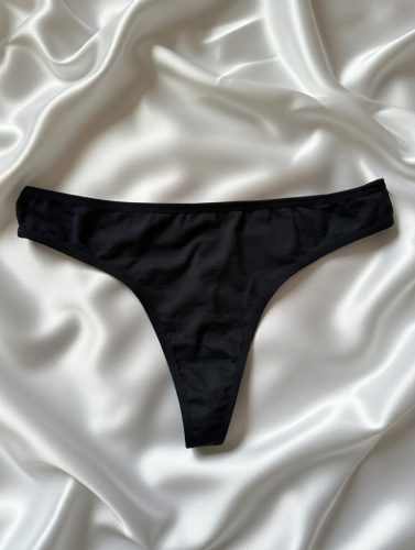 Fekete pamut spandex rugalmas tanga