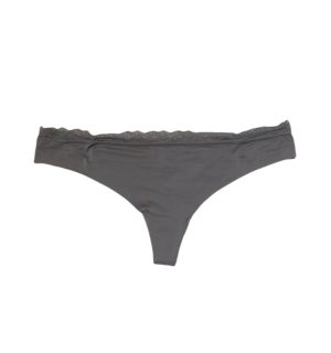 Szürke lézervágott soft tanga csipkével