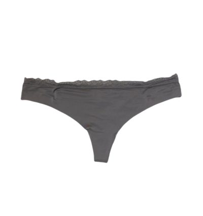 Szürke lézervágott soft tanga csipkével