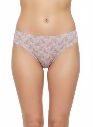 Pasztell rózsaszín virágmintás lézervágott tanga