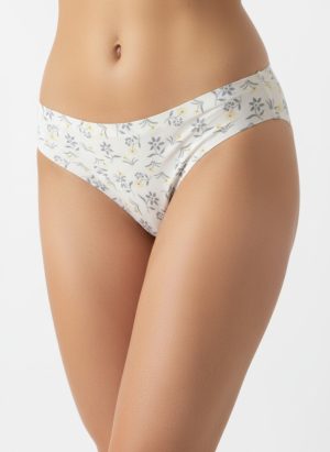 Sárga szürke kisvirágos lézervágott tanga