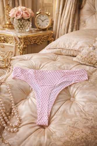 Factor rózsaszín pöttyös lézervágott tanga