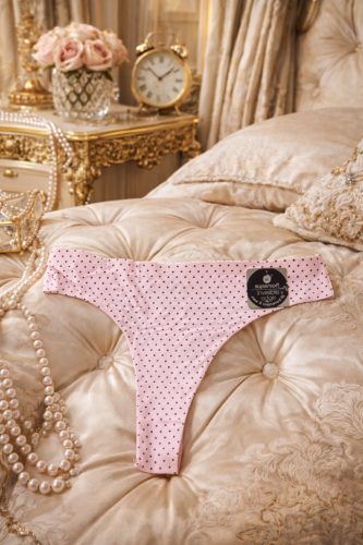 Factor rózsaszín pöttyös lézervágott tanga