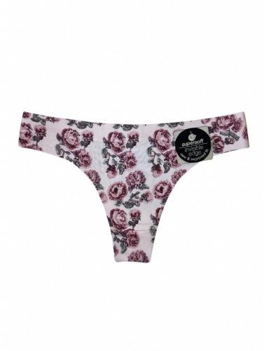 Rózsaszín virágmintás tanga bugyi
