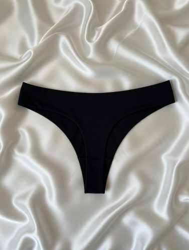 Recycled rib bordázott fekete tanga