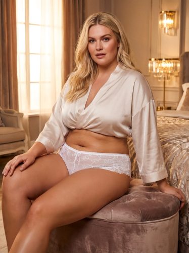 RC fehér csipkés plus size bugyi