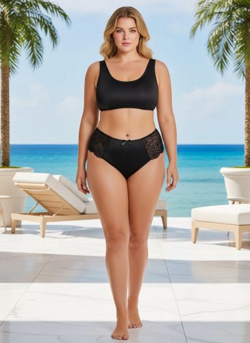 Chloe fekete csipkés plus size bugyi