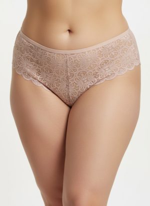 Flora testszínű csipkés plus size hipster