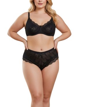 Embrace fekete csipkés plus size brazil bugyil 