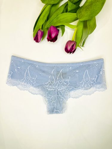 Jégkék színű csipkés hipster tanga