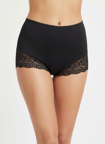 Light fekete csipkés magasított bugyi