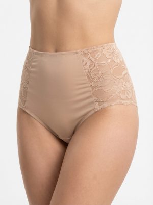 Sexy in testszínű csipkés magasított bugyi