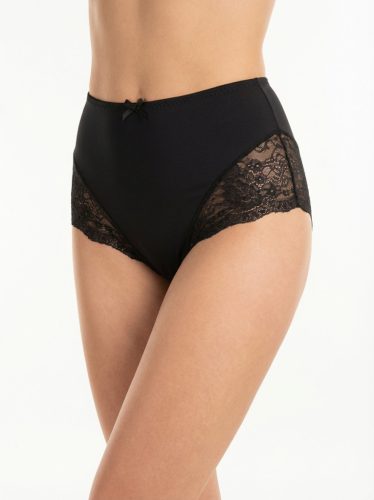 Tmr fekete színű csipkés magasított bugyi