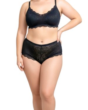 Marla fekete csipkés plus size hipster bugyi