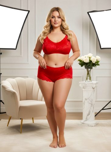 Marla piros csipkés plis size hipster