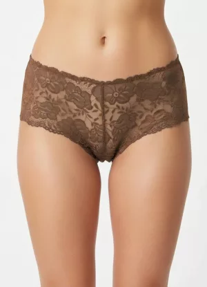 Mocca színű csipkés boyshort