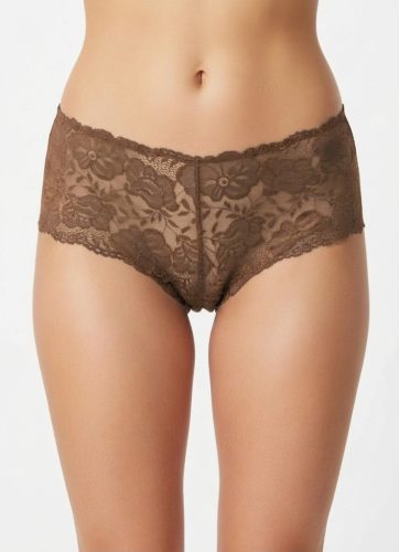 Mocca színű csipkés boyshort