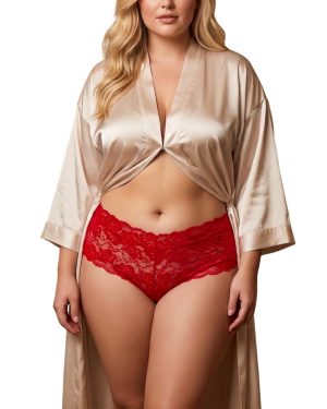 Lace piros plus size boyshort