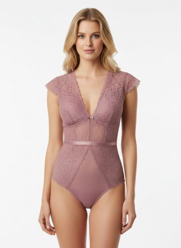 Evangelina exkluzív luxus csipkés sötét rózsaszín teddy