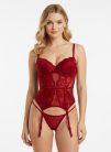RC bordó csipkés extreme push up corset szett