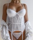RC Fehér csipkés push up corset szett