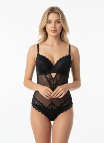 Crossed csipkés body