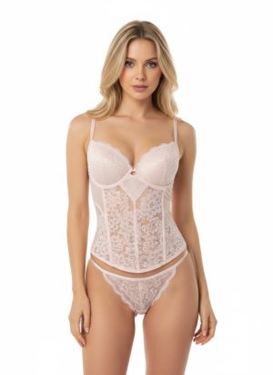 Stuck rózsaszín csipkés push up bustier szett