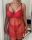 Csipkés pánttal díszített piros plus size babydoll