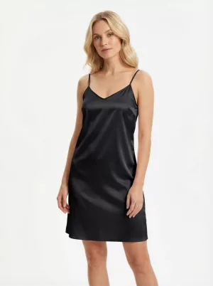 Shine fekete szatén kombiné