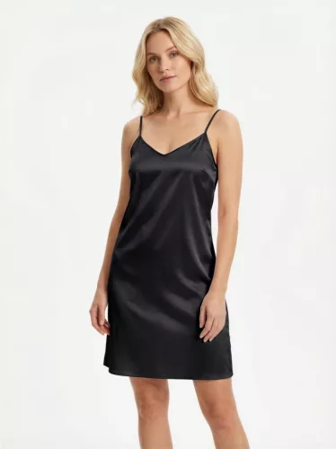 Shine fekete szatén kombiné