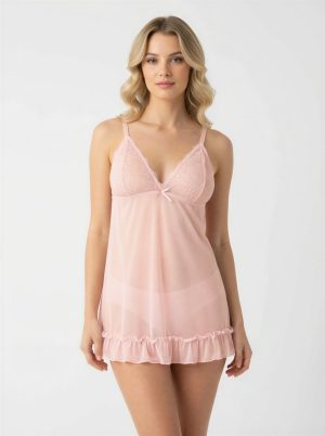 Babarózsaszín csipkés soft kombiné