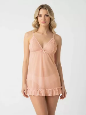 Rózsaszín soft csipkés kombiné szett