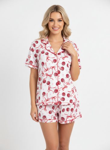 Tea Time mintás hálóruha short szett