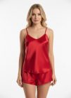 Shine piros szatén short szett