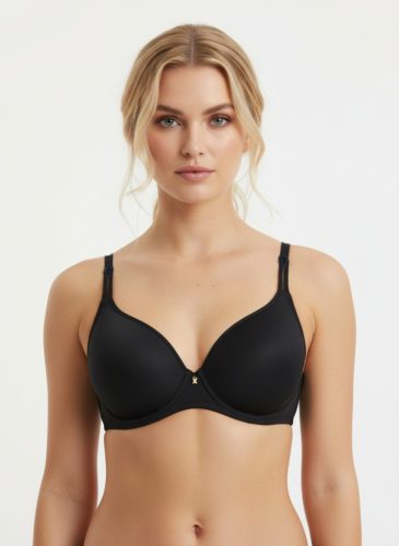 Fekete melltartó előformázott és párnázott kosarakkal