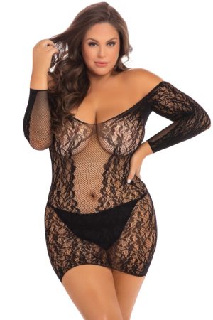 Hosszú ujjú plus size necc mini ruha