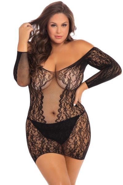 Hosszú ujjú plus size necc mini ruha