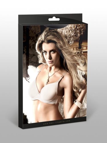 Pezsgő-színű melltartó párnázott kosarakkal, előformázott és masnis