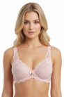 Előformázott világos-rózsaszín csipke-melltartó függővel