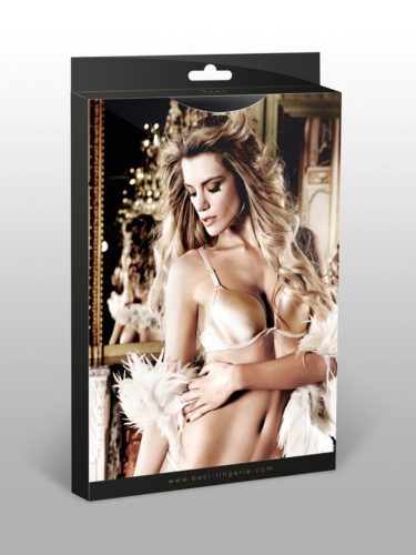 Aranyszínű melltartó párnázott kosarakkal, előformázott, levehető pántokkal