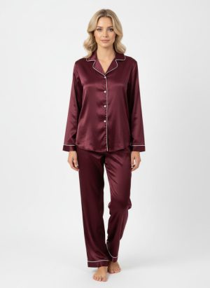 Sophia padlizsán színű szatén pijama