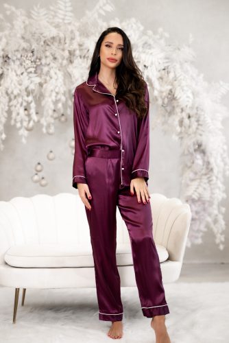 Sophia padlizsán színű szatén pijama