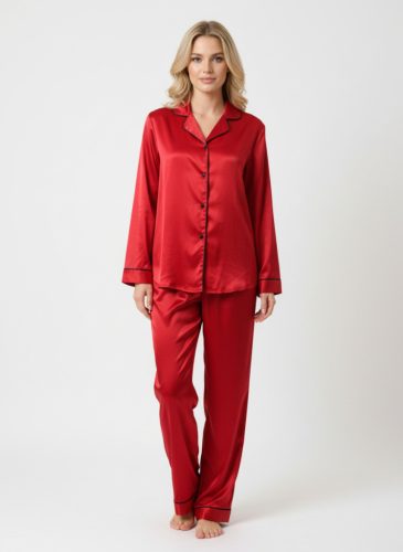 Sophia piros szatén pijama